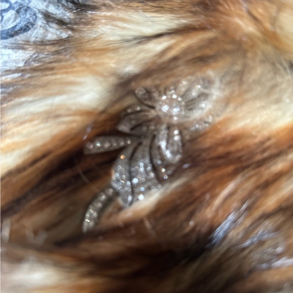 CinqASept brown Faux fur short coat with Rhinestone embellishments - Picture 5 of 9